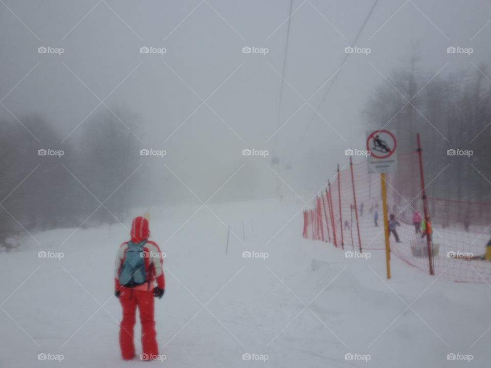 skier on mountain. snow. ice. winter time