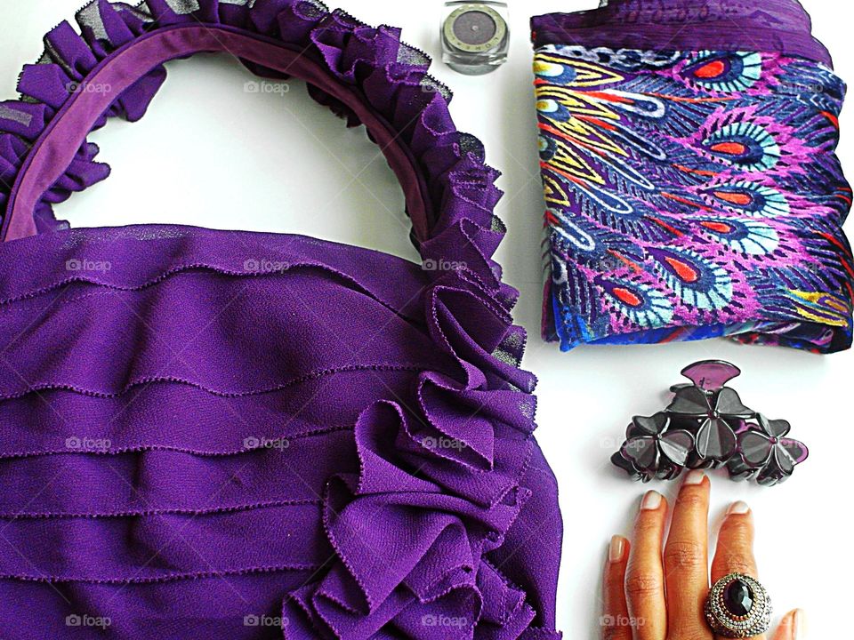 Purple flat lay