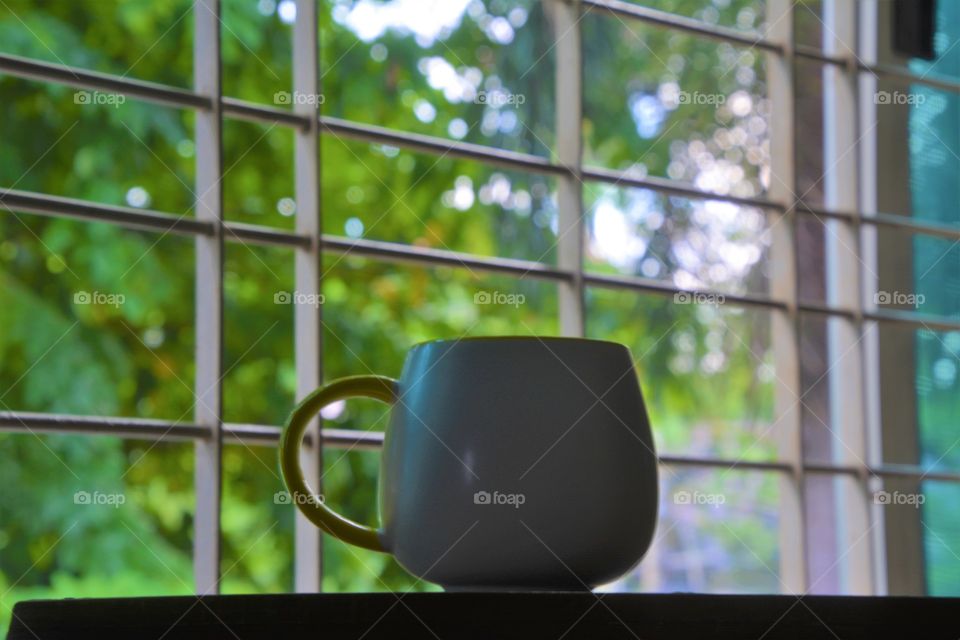 My coffee mug at the window