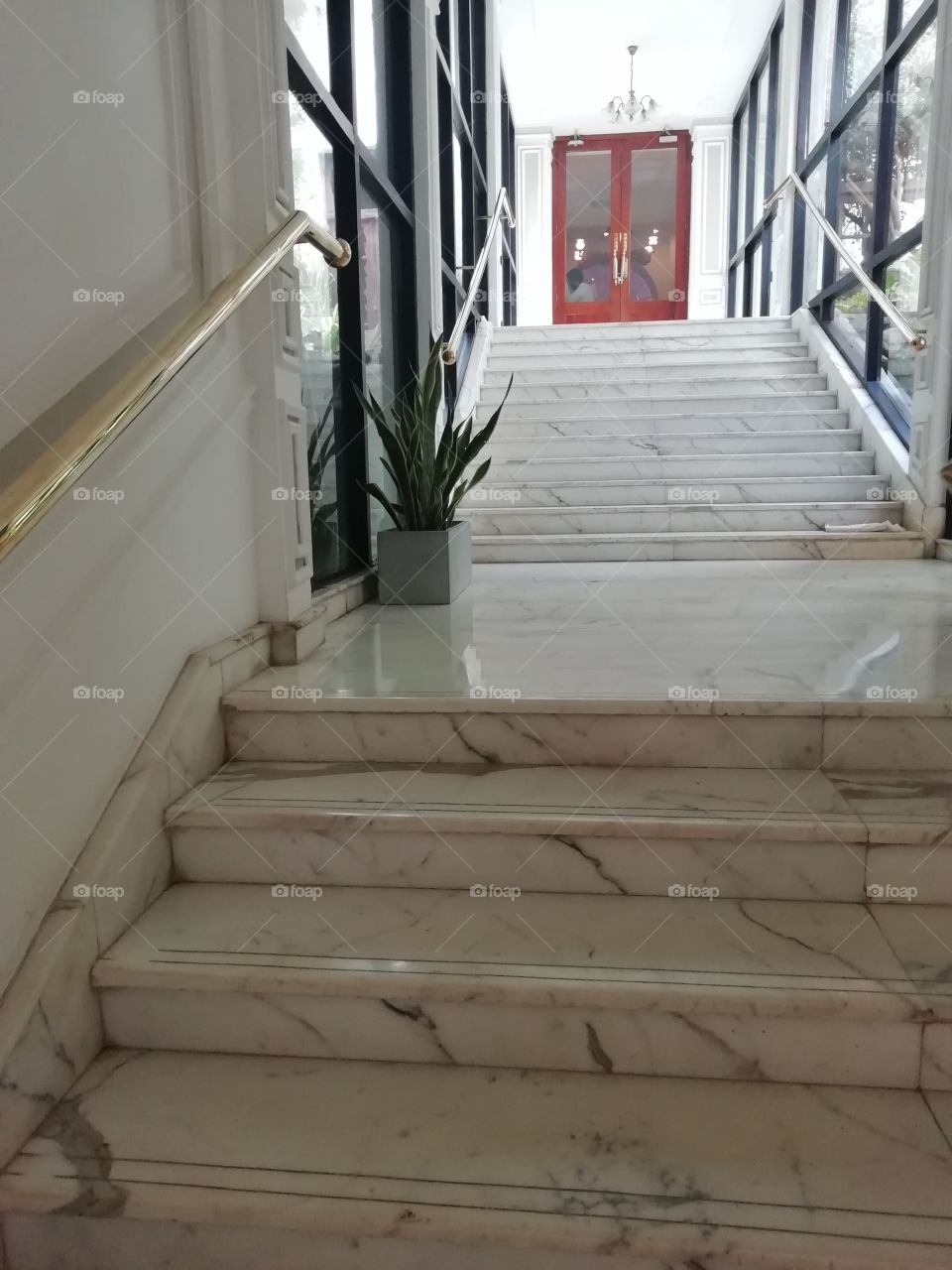 staircase to the dine in area