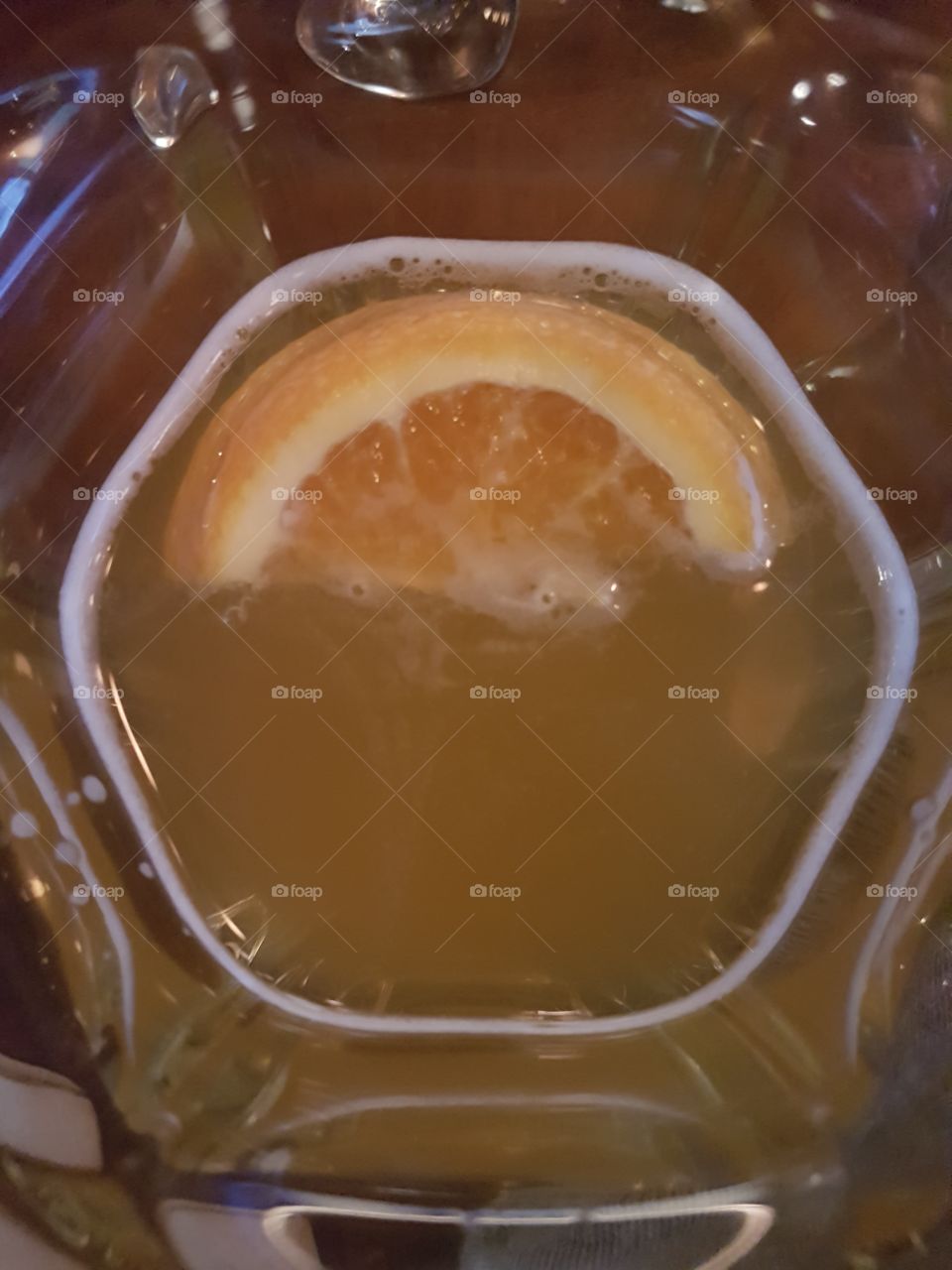 Hexagonal view of my Hoegaarden glass. Montréal, Québec, Canada.