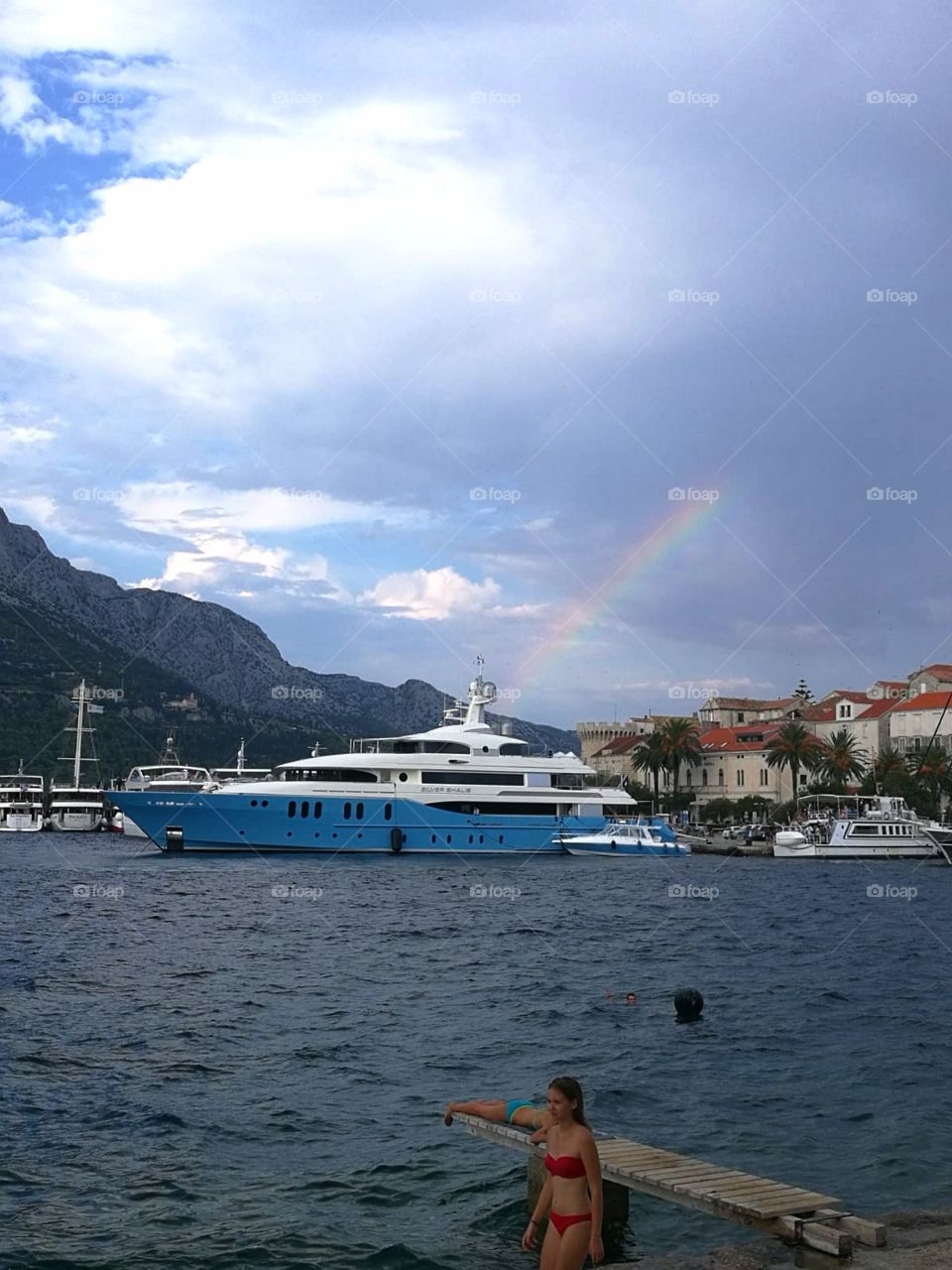 Landscape of the Korcula harbour.