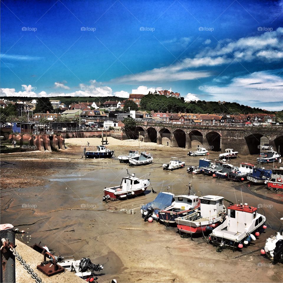 Folkestone Harbour with the tide out, 