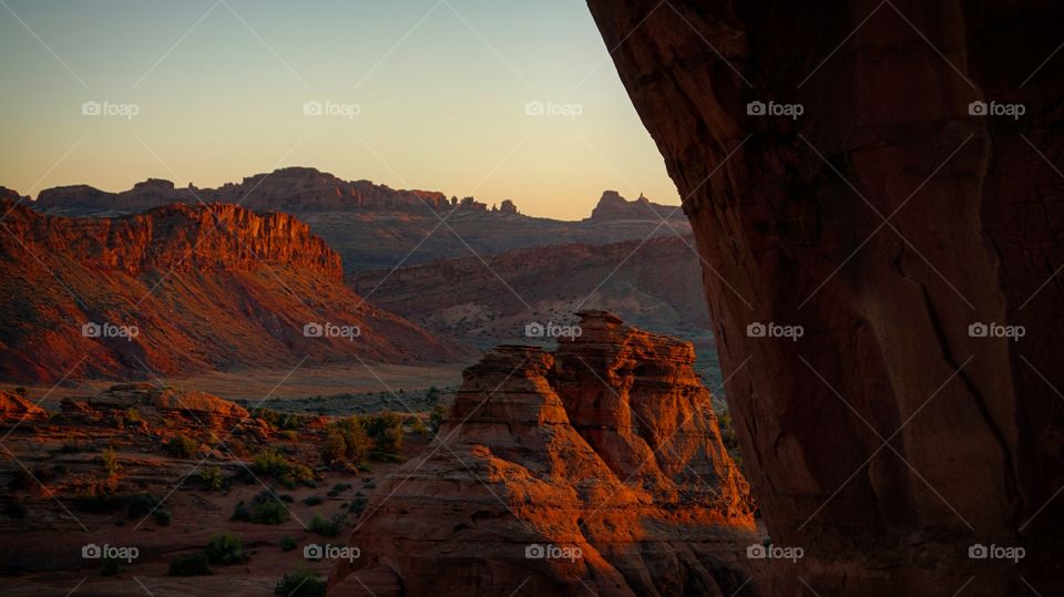 Rock formations at sunset