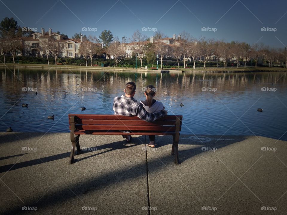 A couple enjoying the lake in Rancho Santa Margarita California
