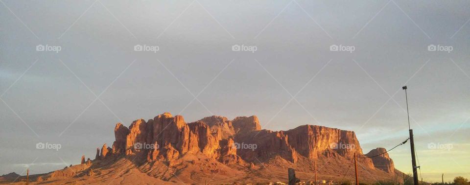 Sunset in the Superstition Mountains, Apache Junction, Arizona, USA