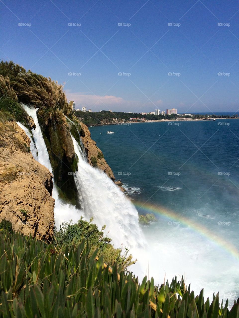 Scenic view of waterfall