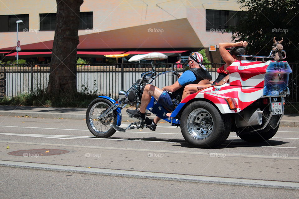 Couple Riding Motor Trike,Zürich