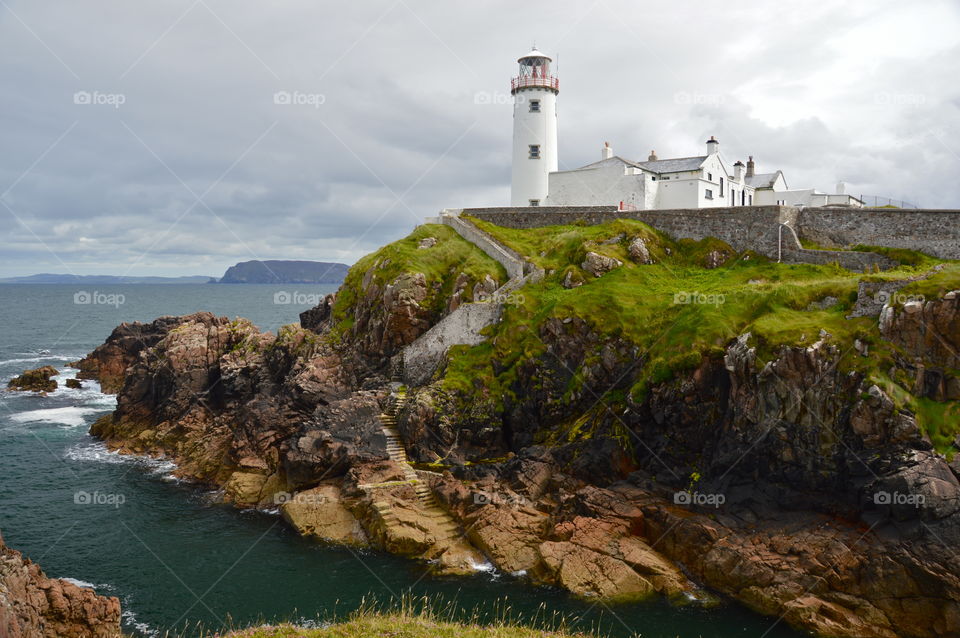 Irish lighthouse on a gloomy day