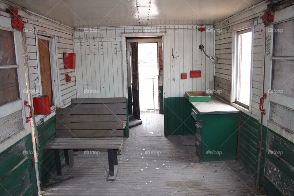 Inside an abandoned train Caboose GWR 1006