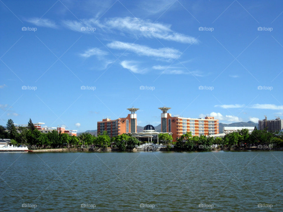 sky china clouds lake by mengzishiliu
