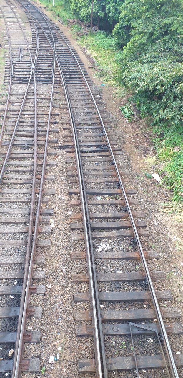 railroad track junction amazing view