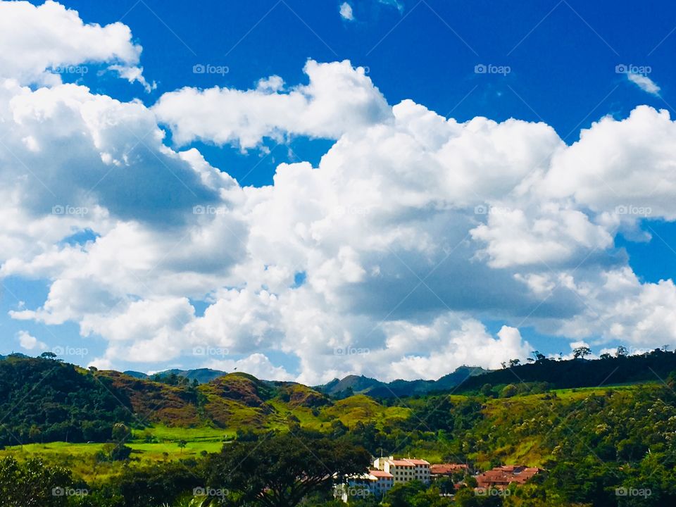 Amazing countryside landscape with beautiful clouds.
