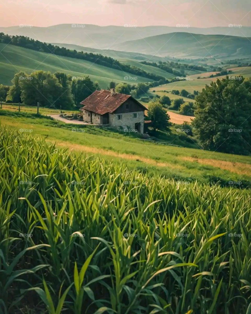 Glory be to God, the magnificent and picturesque view and the natural green trees are a view that is nothing more wonderful than it
