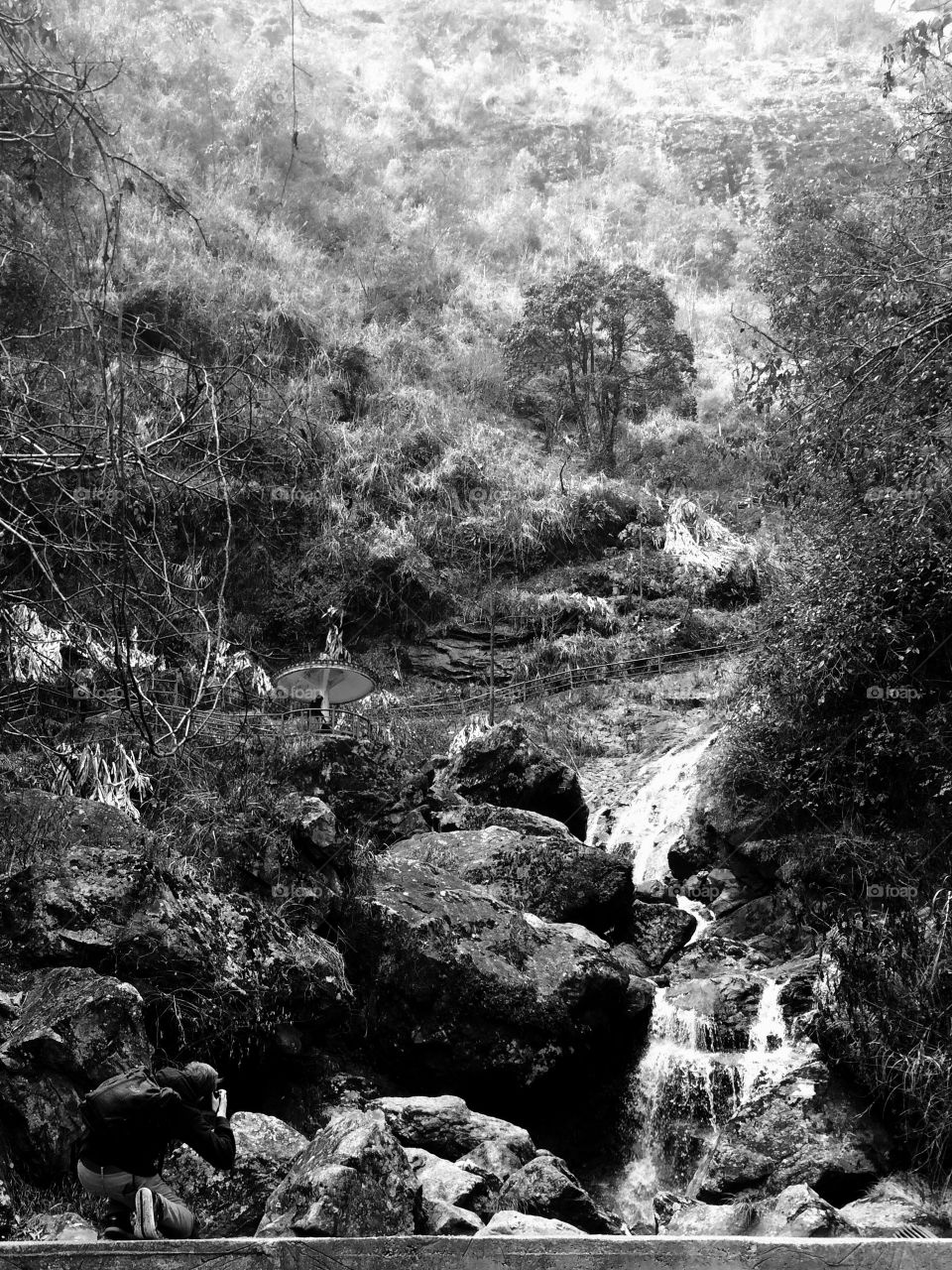 Photographer taking picture of Waterfalls