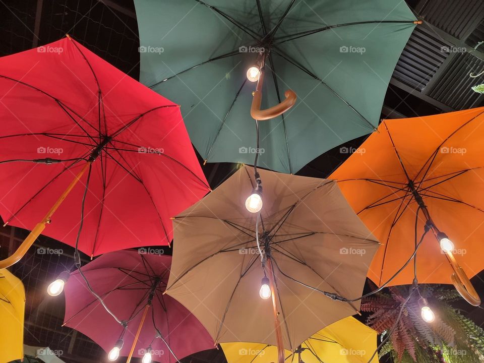 Ceiling lamps with umbrellas