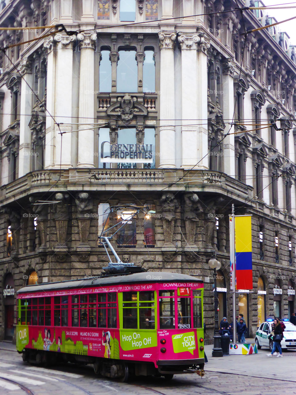 City tour trasport in the downtown of Milan,Italy