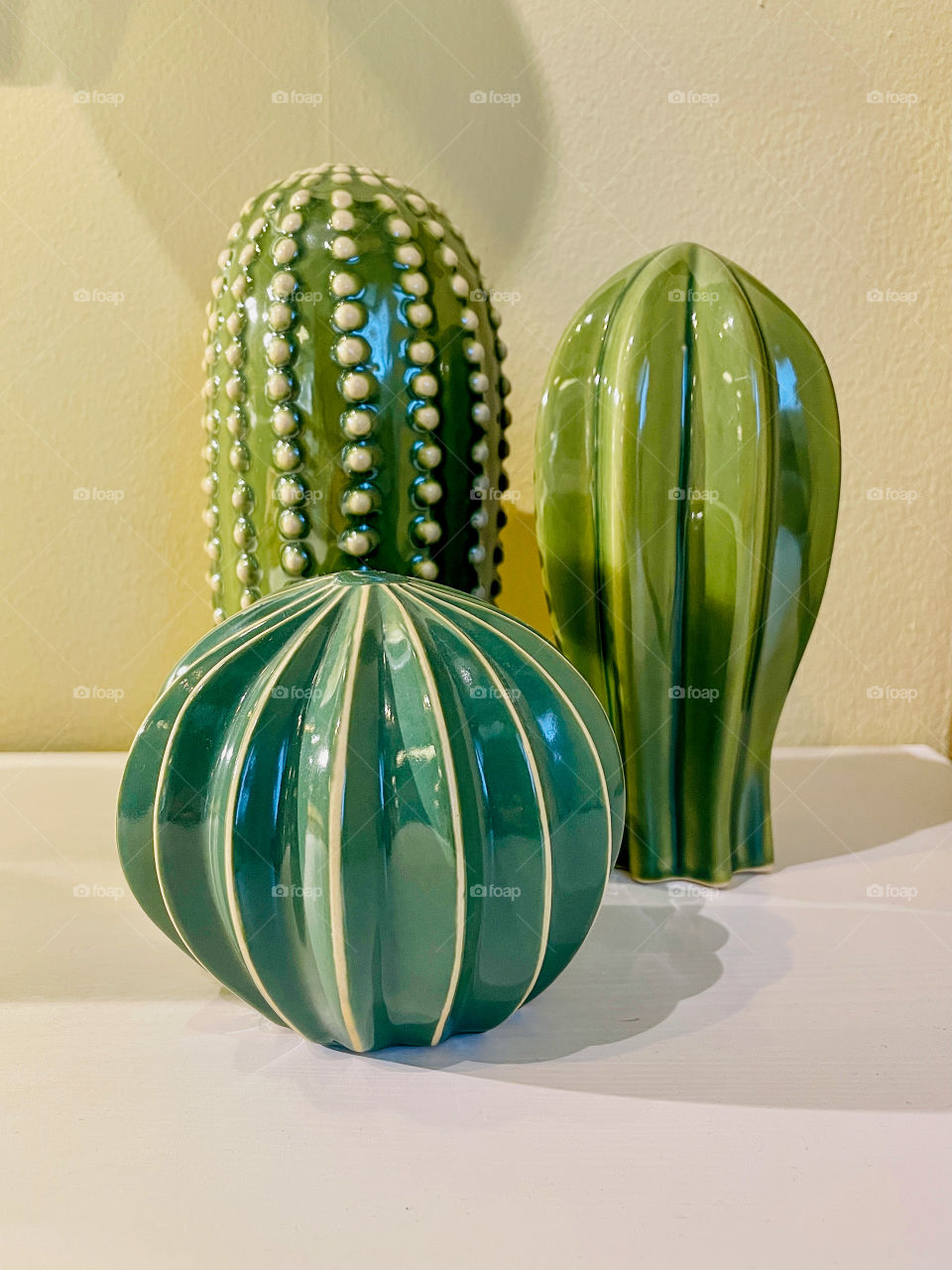 Home decor. Three pieces of ceramic cactus .#minimalism ,neutral colours 