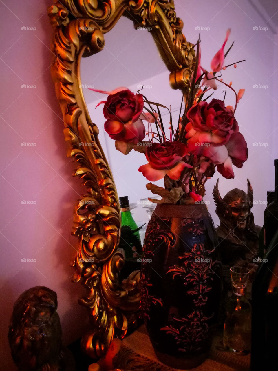 Flowers and mirror.