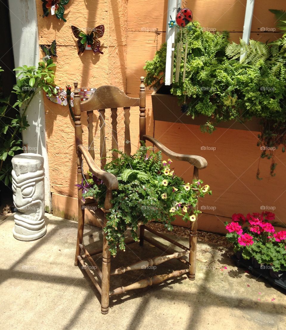Old chair with flowers