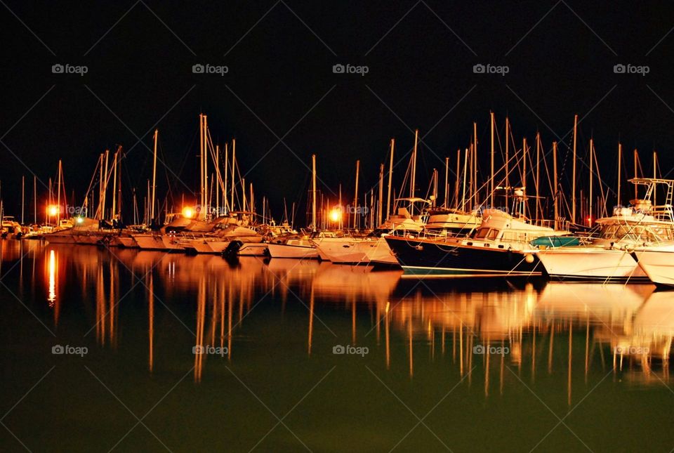 port at night. walking at night