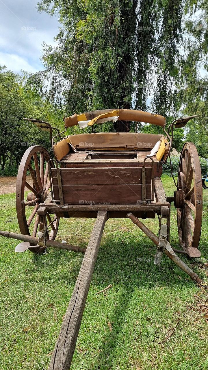 an old horse cart on a rural farm.