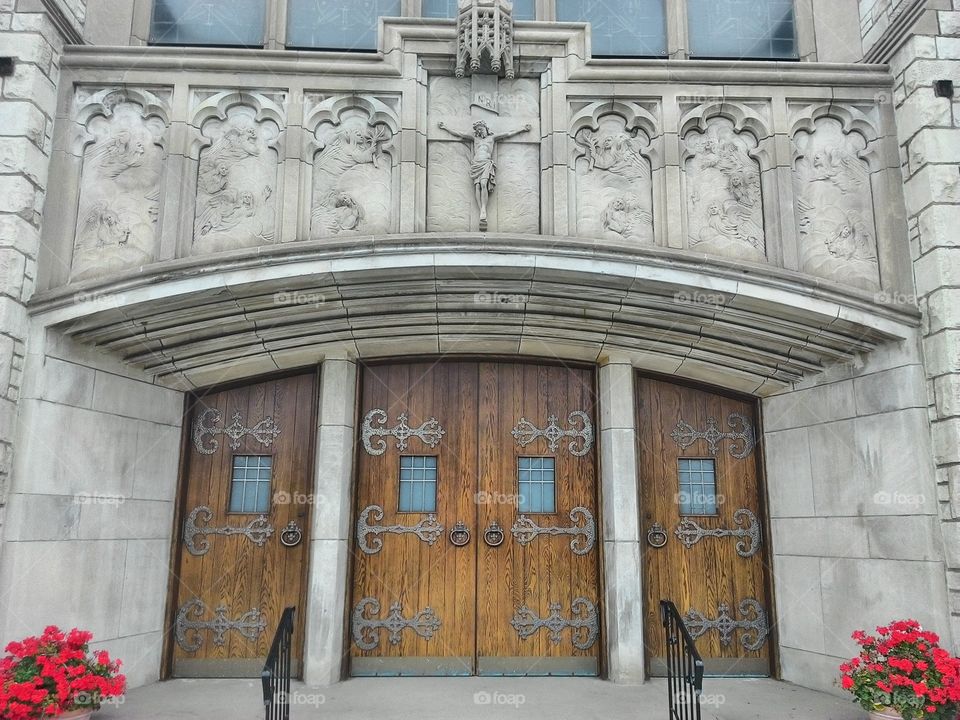 church entrance. doors
