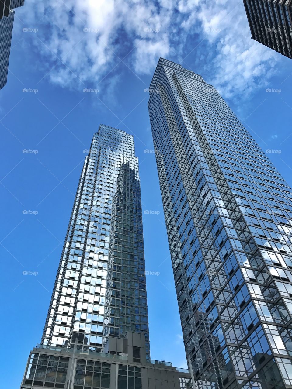 Skyscrapers in Manhattan New York on a clear sunny day 