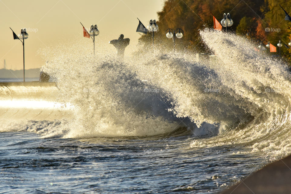 storm on the baltic sea in Gdynia, Poland