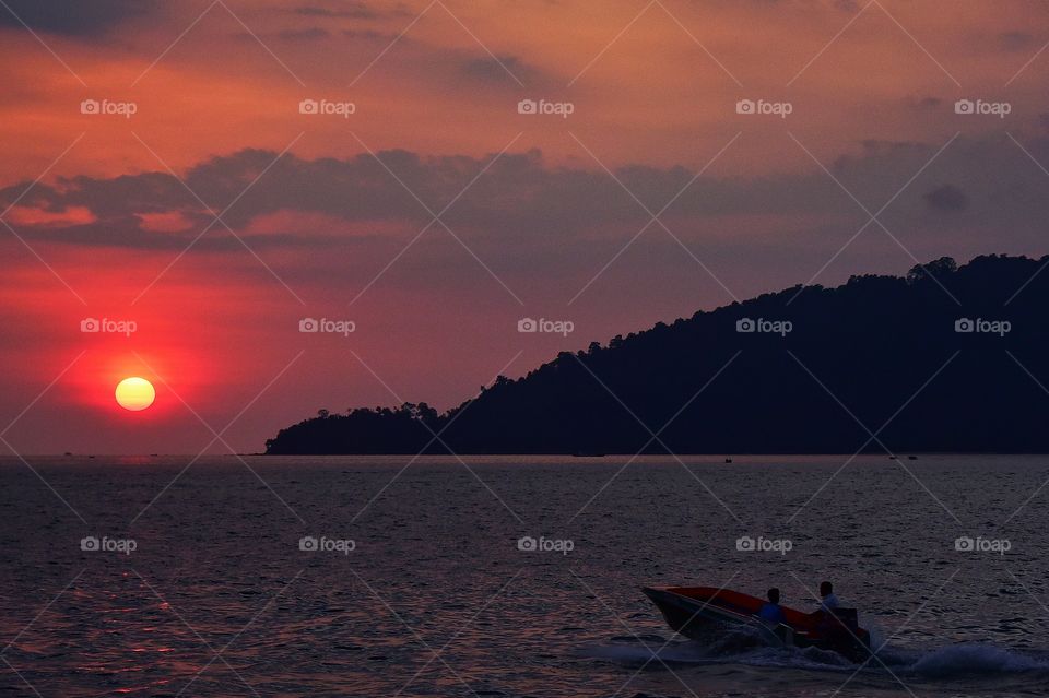 Lovely colorful sunset at Kota Kinabalu Sabah 