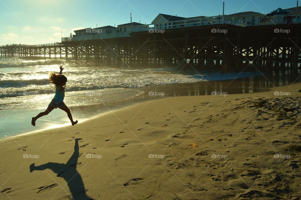 Running on the beach in California