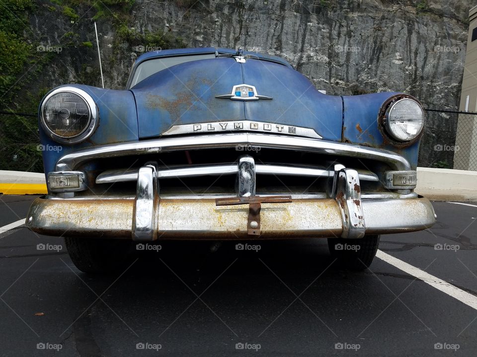 Vintage blue Plymouth automobile