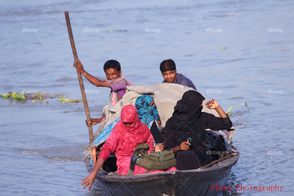 Group of people travelling by boat 
