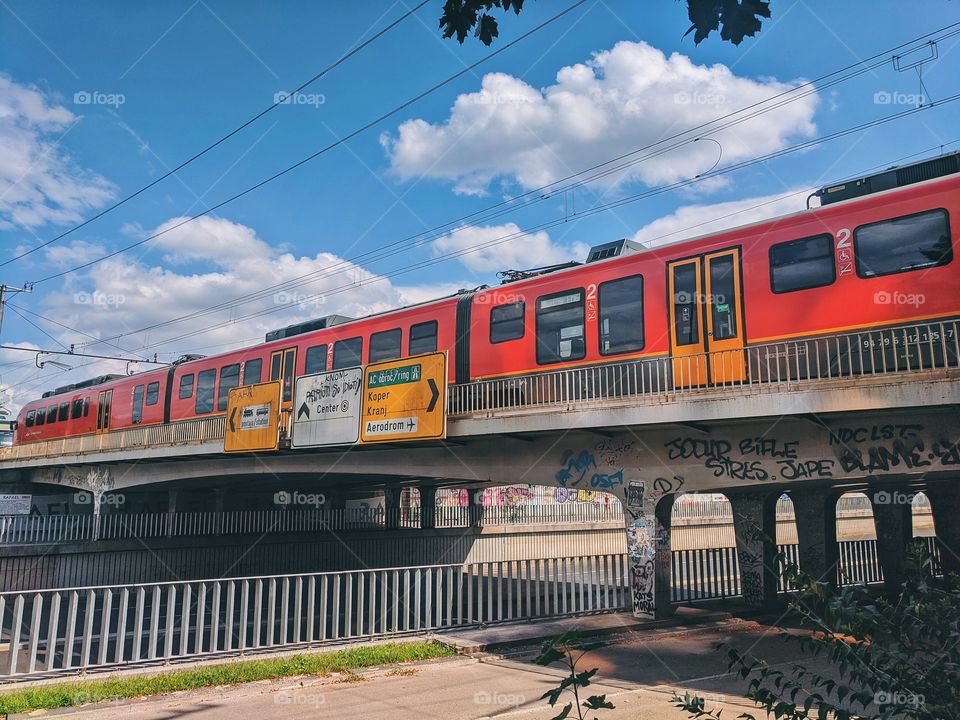 Urban modern train in Ljubljana, Slovenia.