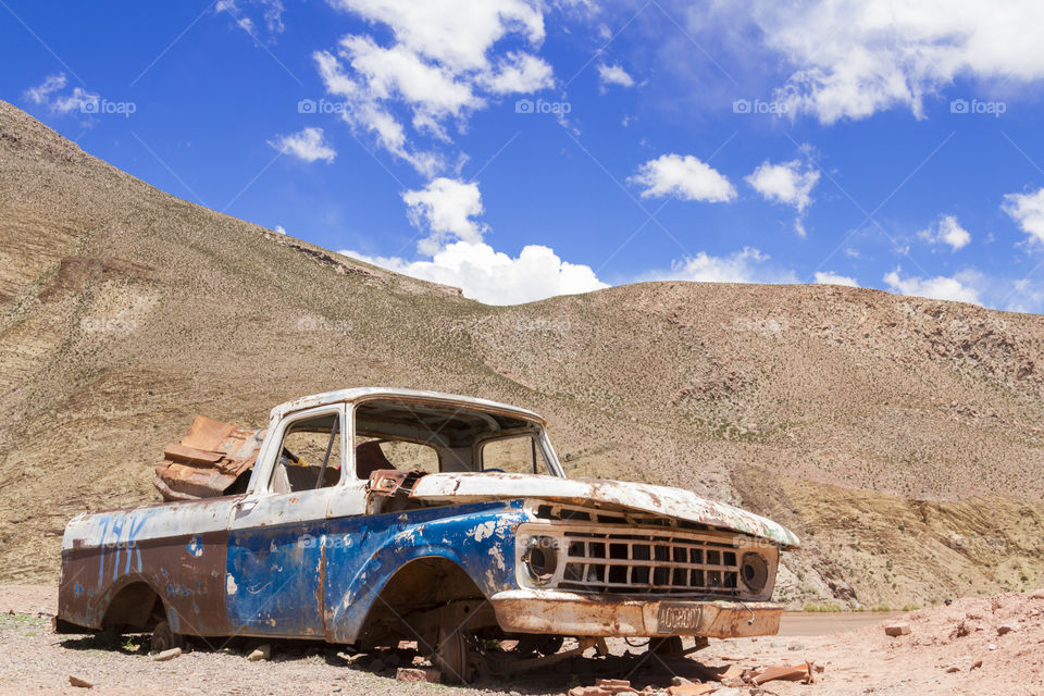 Old car in the desert.