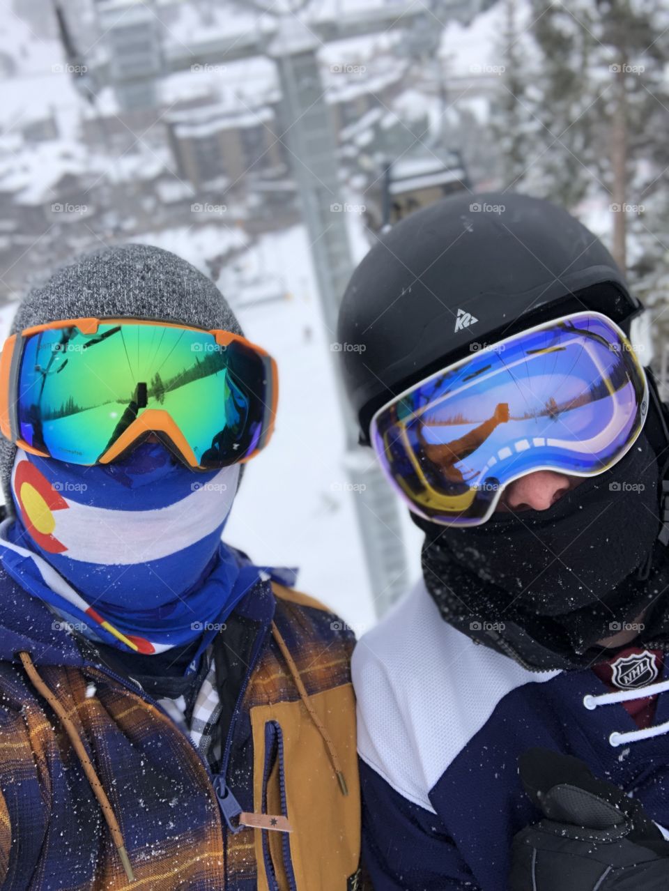 My brother and I heading up to the slopes at Copper Mountain!