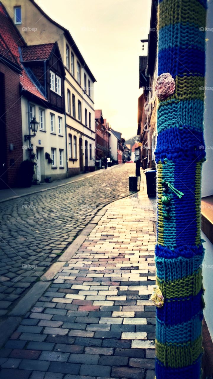 spring comes to the city. walking on the old historical streets of Lüneburg Germany 