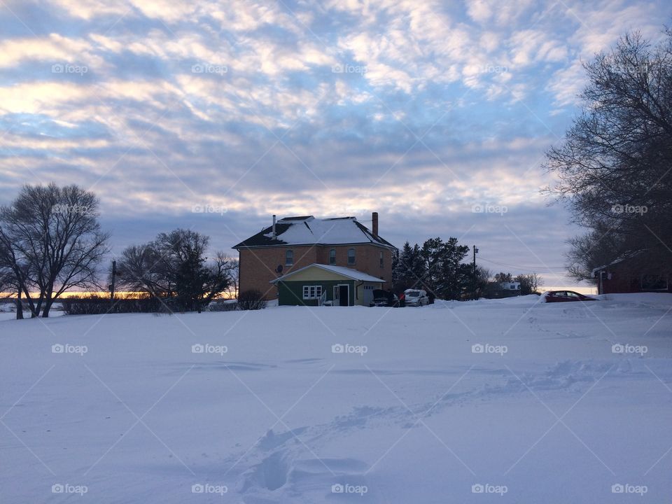 Winter farm house 