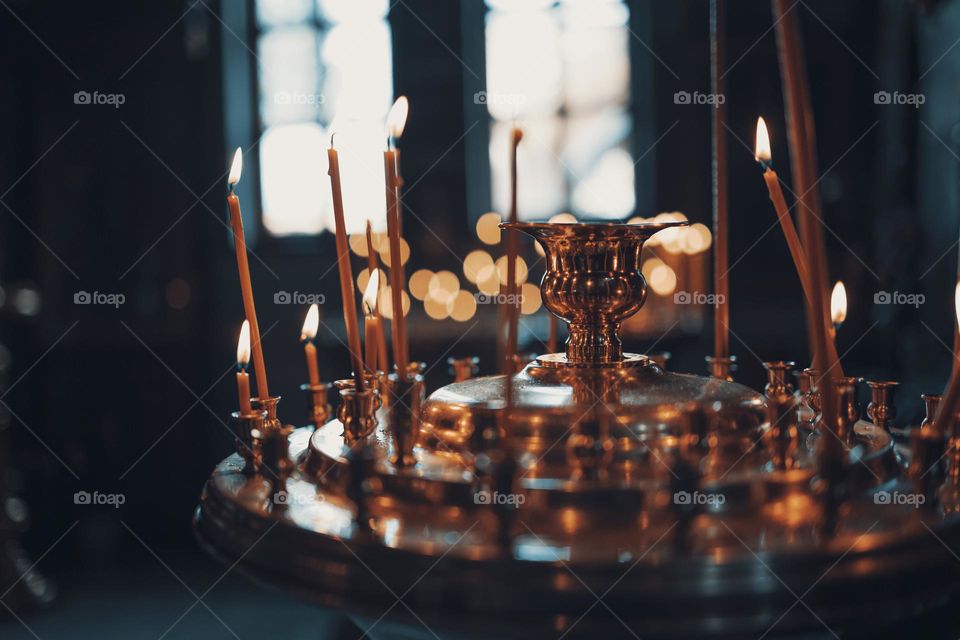 candles holder in an orthodox church