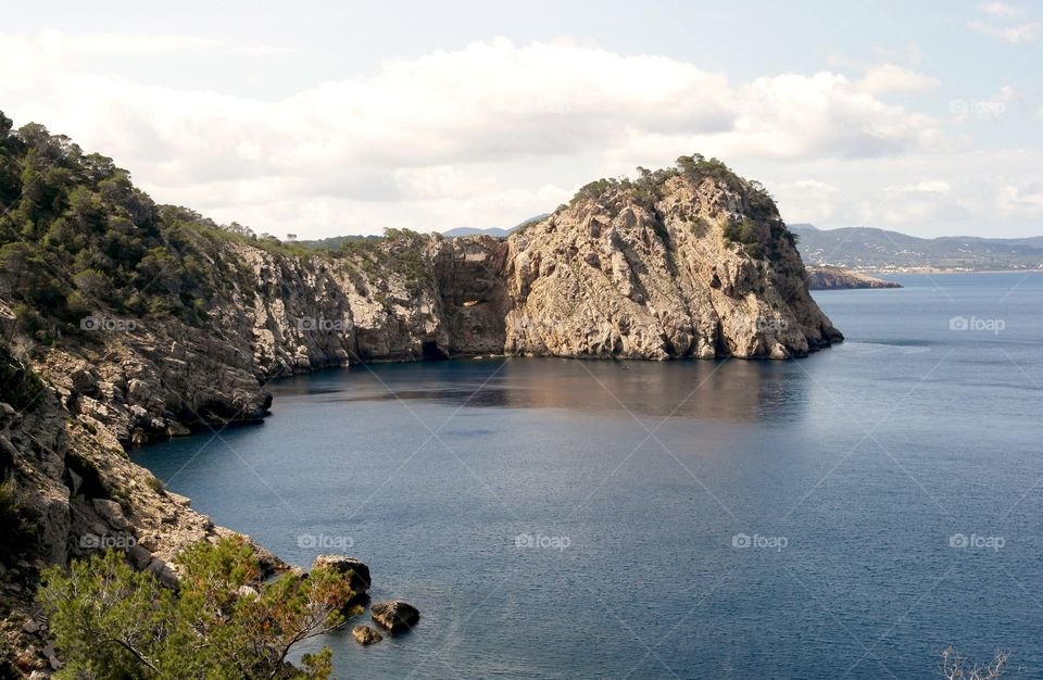 Coastline of Ibiza island, near by Sant Antoni de Portmany 