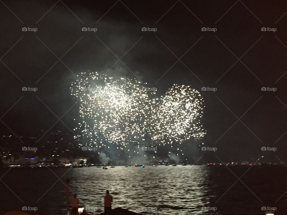 Lugano,Switzerland fireworks on the lake,summer 2016