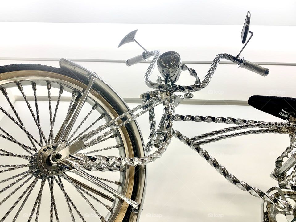 Chrome decorative bicycle close-up