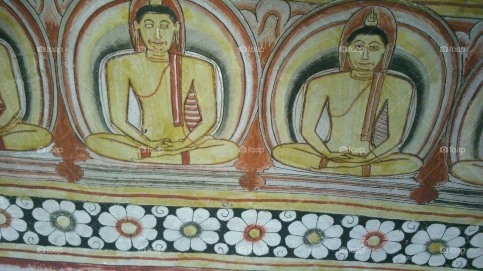 Temple Arts. Cave arts in Dambulla Cave Temple