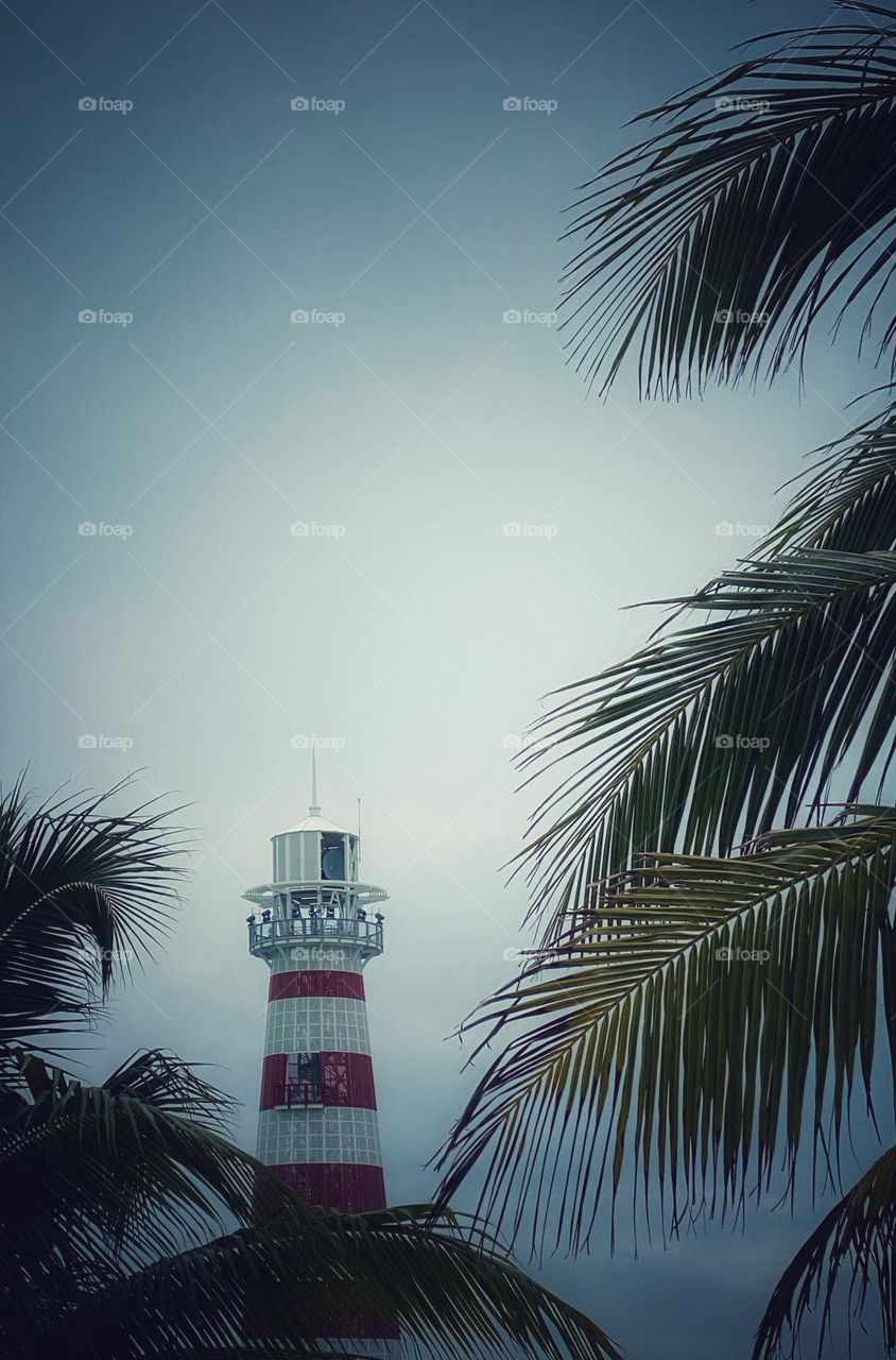 Lighthouse on a tropical island