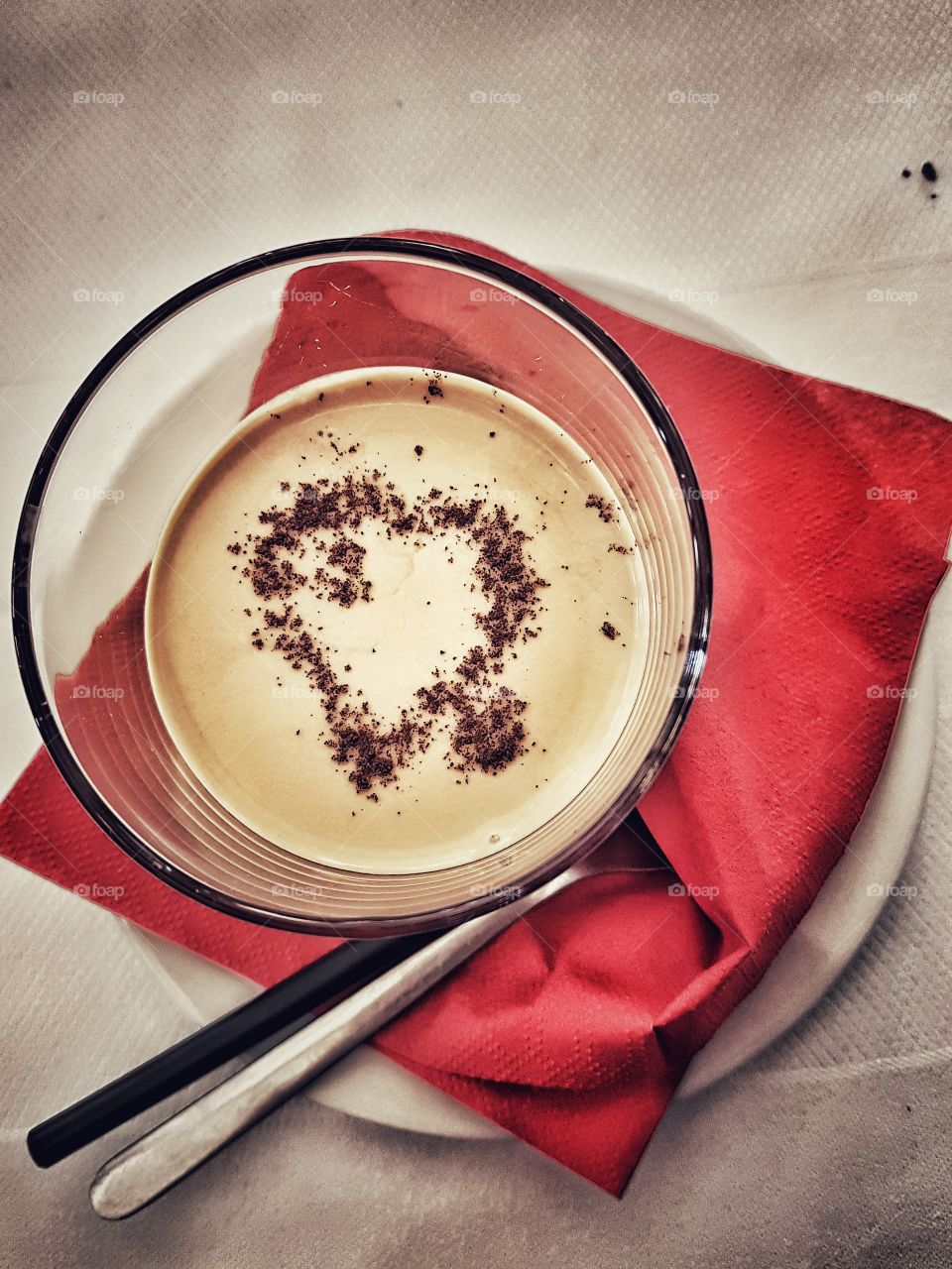 Heart shape made from coffee