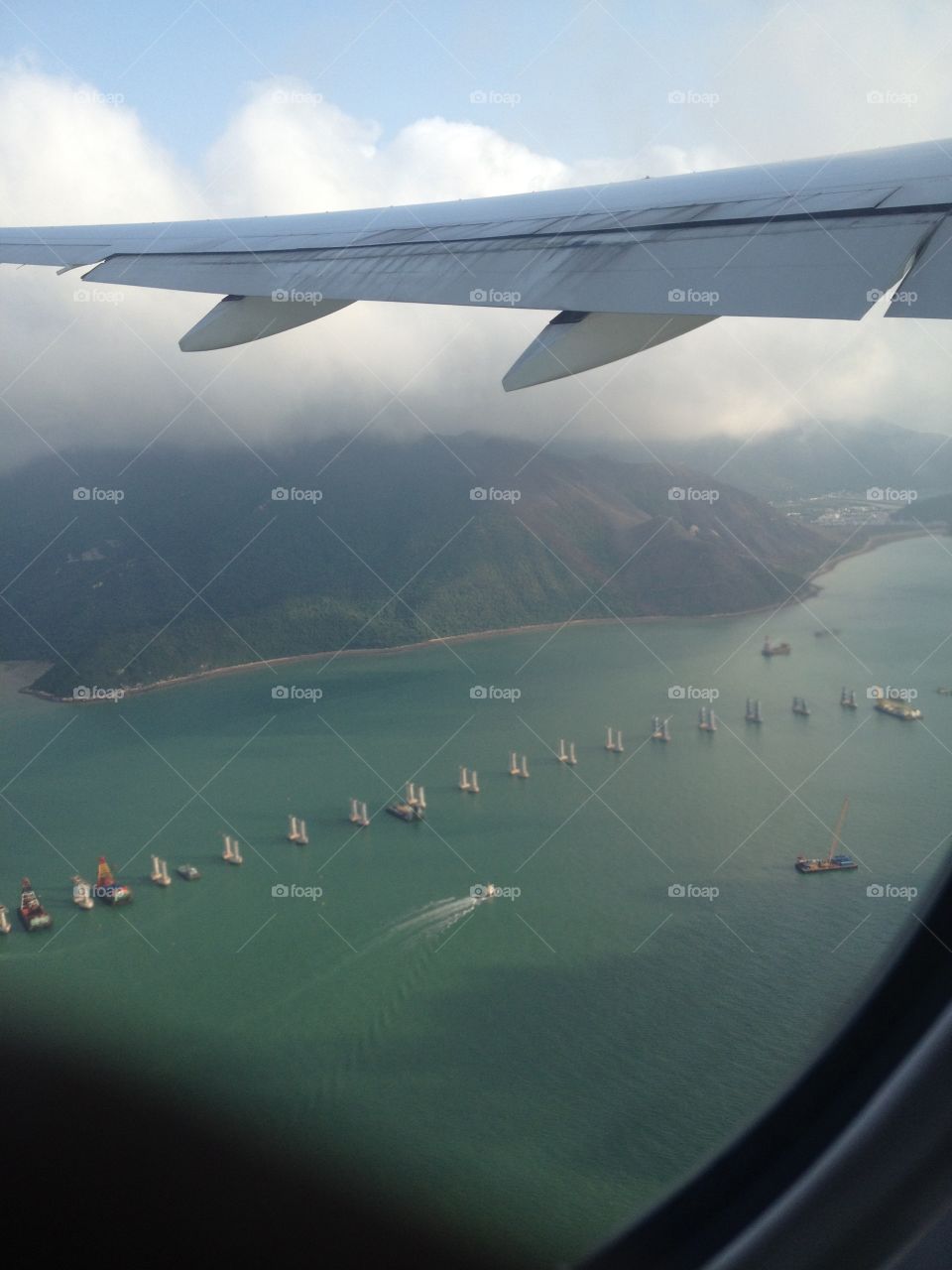 Boats at Hong Kong from a plane