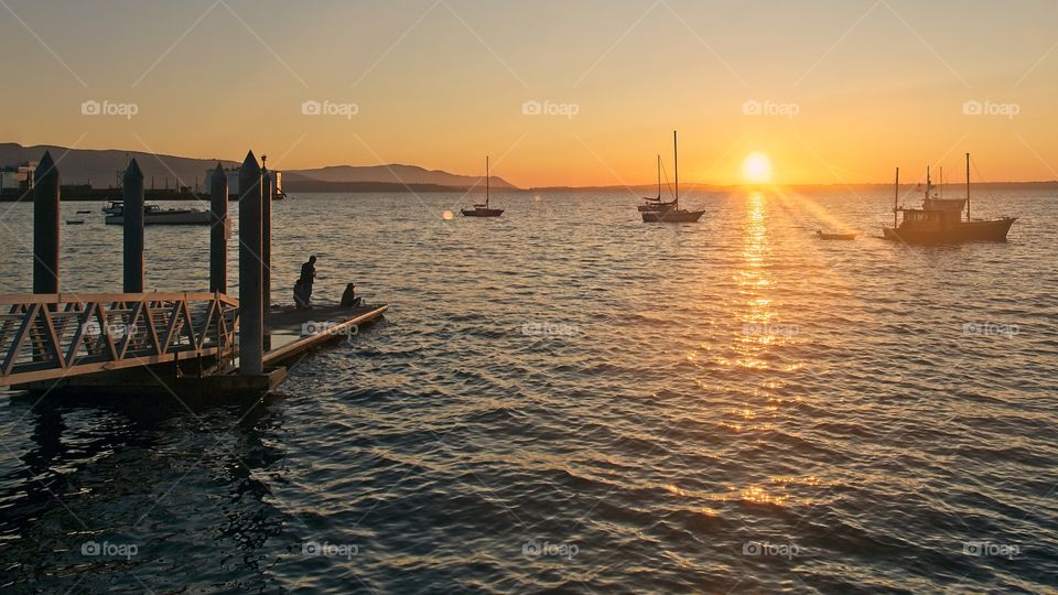 Harbor during sunset