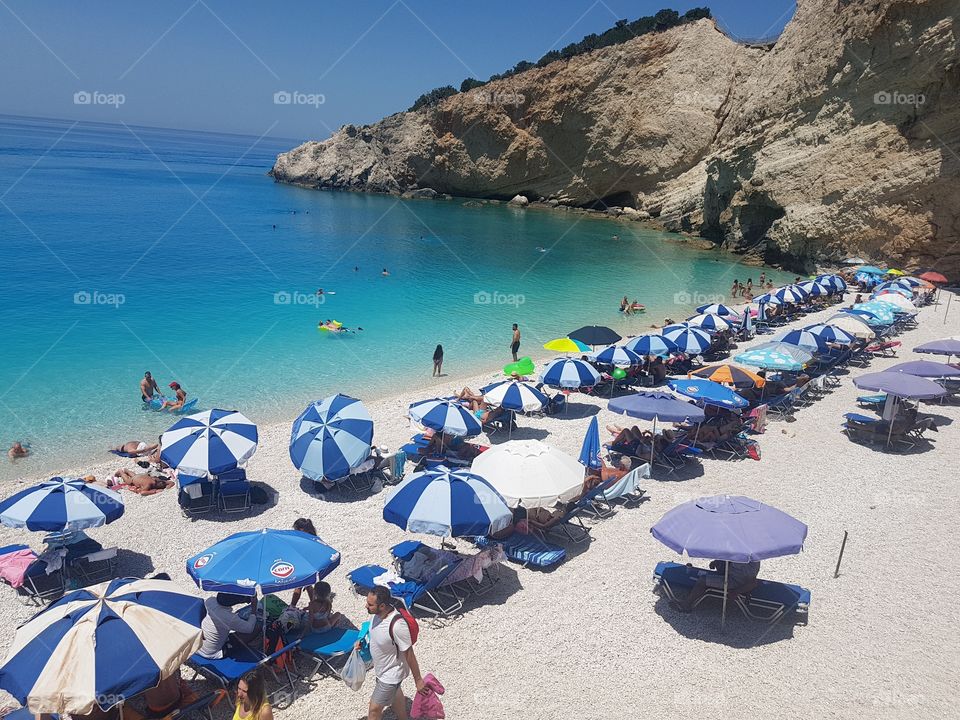 Beach porto katsiki on Lefkada island in Greece. This is the one of the most photographed beaches in the world. Shot taken from another angle.