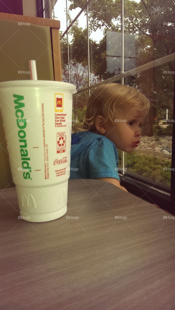 toddler boy at McDonald's
