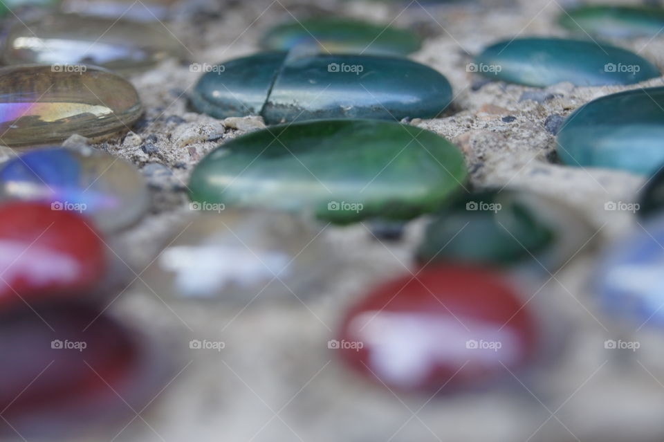 Close up gems in a stepping stone 
